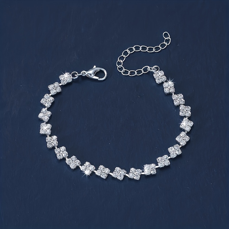 Water Drill Square Claw Chain Women's Bracelet